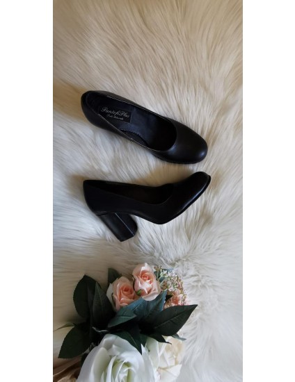 Pantofi Comod box negru varf rotunjit - pe stoc 