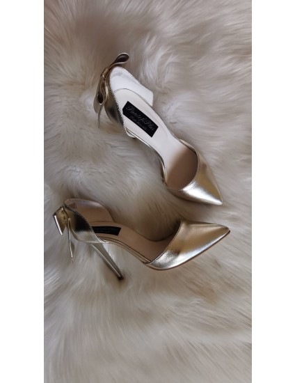 Pantofi Dama Piele Stiletto Luna auriu  C30 -pe stoc