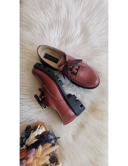 Pantofi Piele Street Fashion box maro  V49  - pe stoc