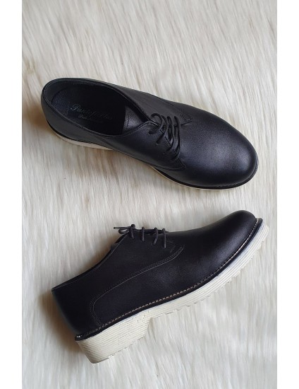 Pantofi piele box  negru Oxford V6 - pe stoc 