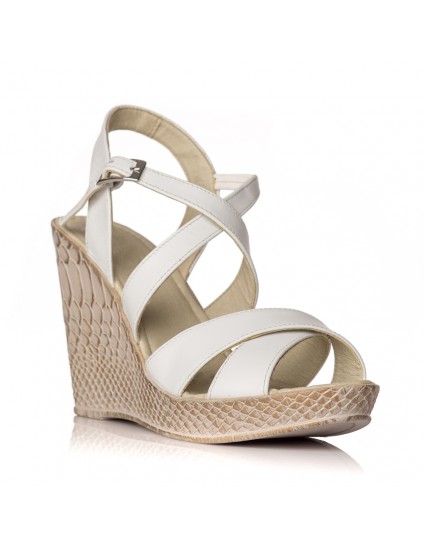 Sandale cu platforma piele alb Clarice - orice culoare