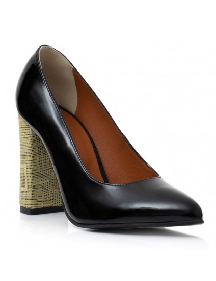 Pantofi Eleganti Toc Gros Lac Negru Melisa T31 - Orice Culoare