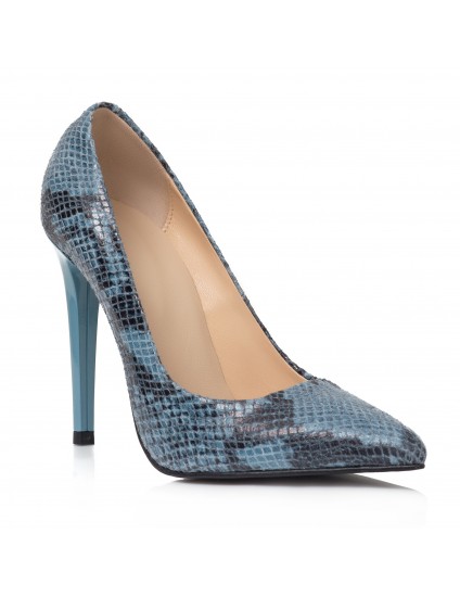 Pantofi Stiletto Piele Bleu Imprimeu Sarpe C48 - orice culoare