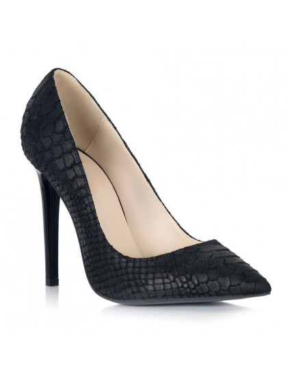 Pantofi Stiletto Piele Sarpe Negru S11 - orice culoare