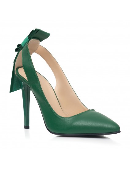 Pantofi Stiletto Ria C15 Piele Verde  - pe stoc 