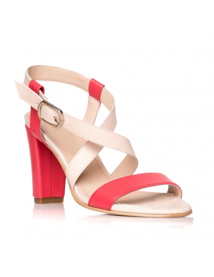 Sandale dama piele rosu/nude Sabi S9 - Orice culoare