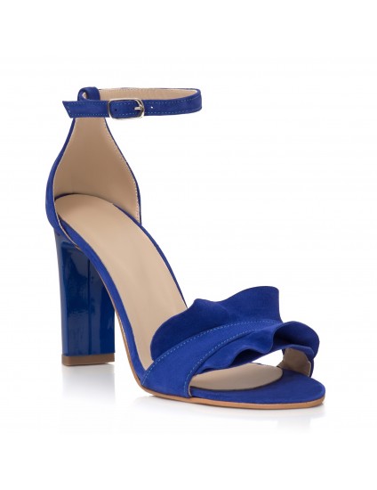 Sandale Piele Albastru Anais Toc Gros C16  - orice culoare
