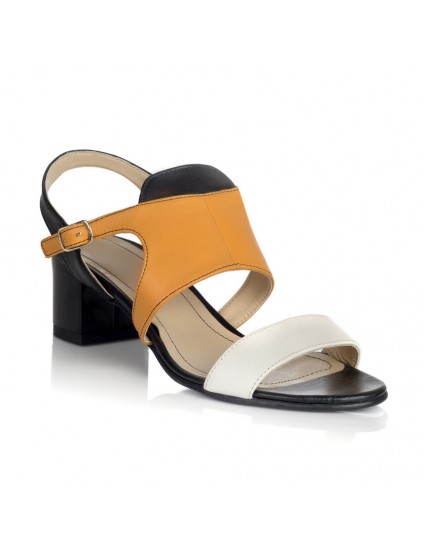 Sandale dama piele negru cu galben Julia V15 - Orice culoare