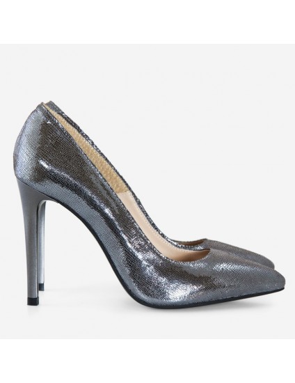 Pantofi Stiletto Piele Argintiu D40 - Orice Culoare