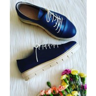 Pantofi Piele Bleu Oxford E1 - orice culoare