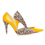Pantofi Dama Stiletto M1 Piele Galben Animal Print -  orice culoare