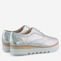 Pantofi Piele Argintiu Oxford Talpa Inalta D75 - Orice culoare