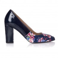 Pantofi Piele Bleumarin Floral Anne T3 - orice culoare