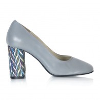 Pantofi  Piele Bleu Toc Color Helen V51 - orice culoare