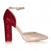 Pantofi Piele Nude Glitter Rosu S12 - orice culoare