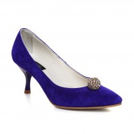 Pantofi Stiletto Piele Intoarsa albastru Electric Brosa C82- Orice Culoare