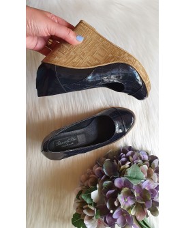 Pantofi piele cu platforma Eva Bleumarin V1 - orice culoare