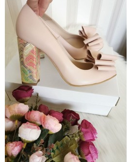 Pantofi Piele Nude Cu Fundita Boema D55 - orice culoare