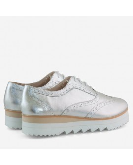 Pantofi Piele Argintiu Oxford Talpa Inalta D75 - Orice culoare