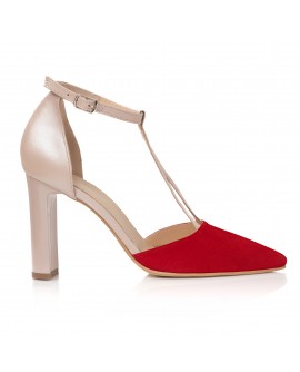 Pantofi Dama Piele Nude Varf Rosu C63- orice culoare