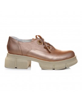 Pantofi Tip Oxford Talpa Inalta Piele Auriu C101 - Orice Culoare
