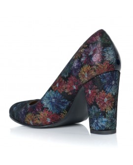 Pantofi Lac Bleumarin Floral Isabel T30- orice culoare