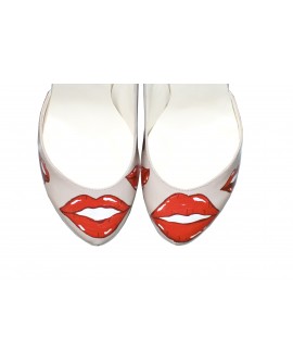 Pantofi pictati manual Red Lips - orice culoare