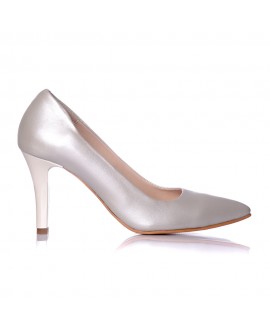 Pantofi piele naturala argintiu Mini Stiletto - disponibili pe orice culoare