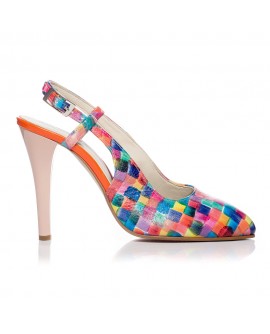 Pantofi Stiletto decupat Piele Multicolora V5  - orice culoare