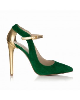 Pantofi Stiletto Piele Verde/Auriu S15 - orice culoare