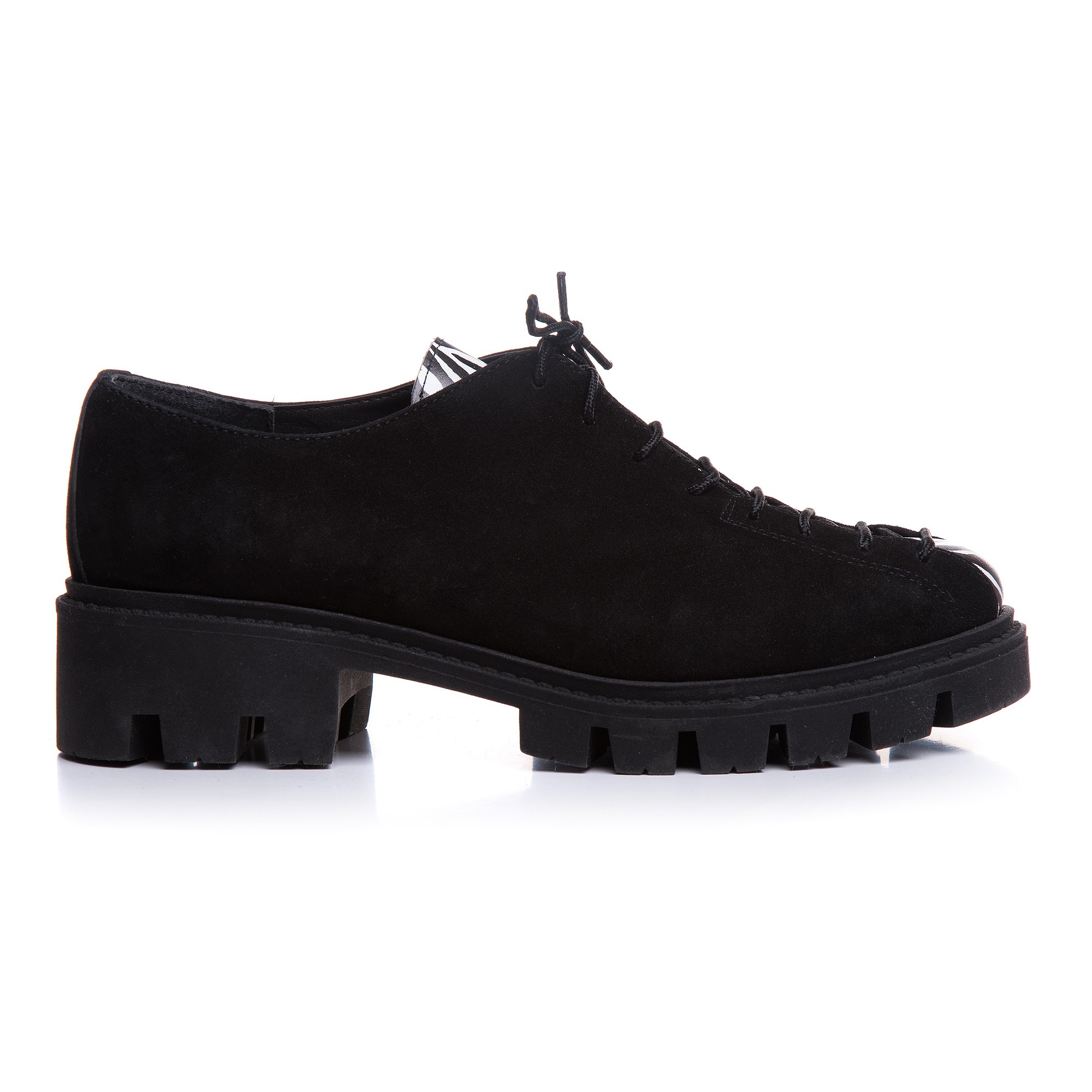 Pantofi Talpa Bocanc Piele Negru/Zebra  V70 - orice culoare