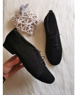 Pantofi Oxford 5 piele intoarsa negra, - pe stoc 