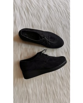Pantofi piele intoarsa negru Oxford C3 - pe stoc 