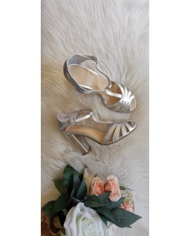 Sandale Elegante Piele argintiu ivona E4  - pe stoc