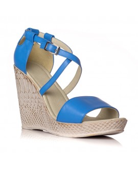 Sandale cu platforma piele albastru Lorena - orice culoare