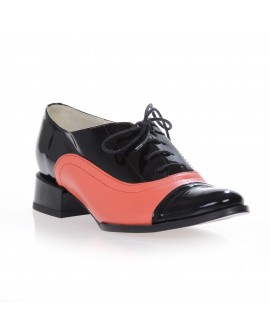 Pantofi Oxford Duo piele naturala, disponibili pe orice culoare - negru/corai