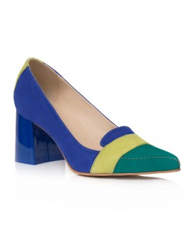 Pantofi Dama Piele Intoarsa Verde/Albastru Odelle C67 - Orice Culoare