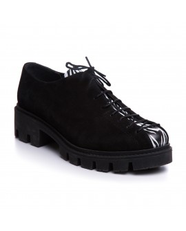 Pantofi Talpa Bocanc Piele Negru/Zebra  V70 - orice culoare