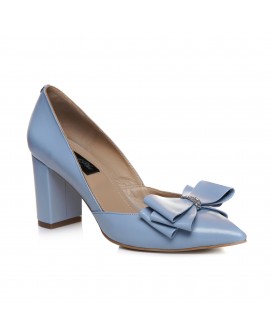 Pantofi Piele Bleu cu Fundita Tripla L29 - orice culoare