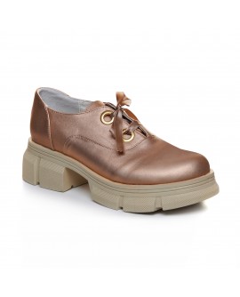 Pantofi Tip Oxford Talpa Inalta Piele Auriu C101 - Orice Culoare
