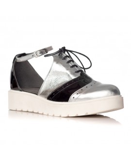 Pantofi piele Argintiu Oxford Decupat V21 - orice culoare