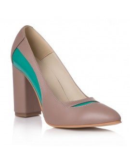 Pantofi Piele Capucino/Verde Samira V40 - orice culoare