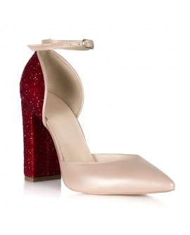 Pantofi Piele Nude Glitter Rosu S12 - orice culoare