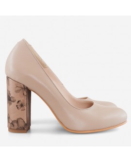 Pantofi Dama Piele Nude Floral Fabiola D12 - orice culoare