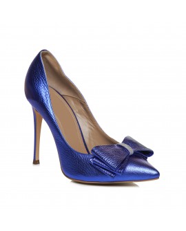 Pantofi Stiletto Piele Albastru Electric Funda Tripla L45 - orice culoare
