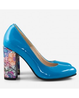 Pantofi Dama Piele Turqoise/Floral Fabiola D12 - orice culoare