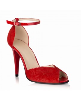 Sandale Piele Intoarsa Rosu S12 - orice culoare
