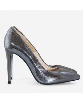 Pantofi Stiletto Piele Argintiu D40 - Orice Culoare