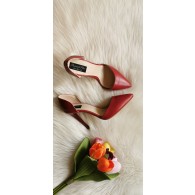 Pantofi Dama Piele Stiletto Luna  box rosu  inchis  C30 - PE STOC