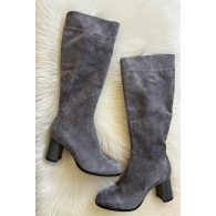 Cizme velur gri  Casual Cathi C23 -pe stoc